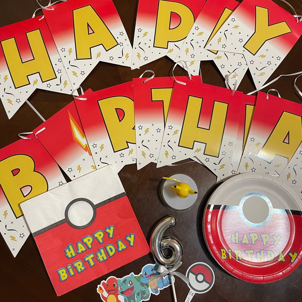 Pokemon Theme  Birthday Party Supplies Set - Red and Yellow